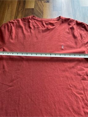 All Saints Men's Brick Red Crewneck Short Sleeve Tee